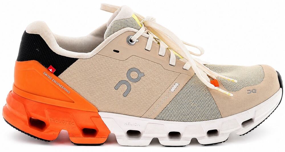 On Running Cloudflyer 4 Women Size 9.5 Beige Orange Run/Walking Cloud Tec Shoes